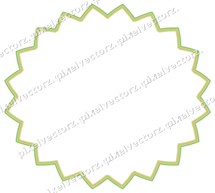 Decorative line art frame in lime and yellow with oval and zigzag edge