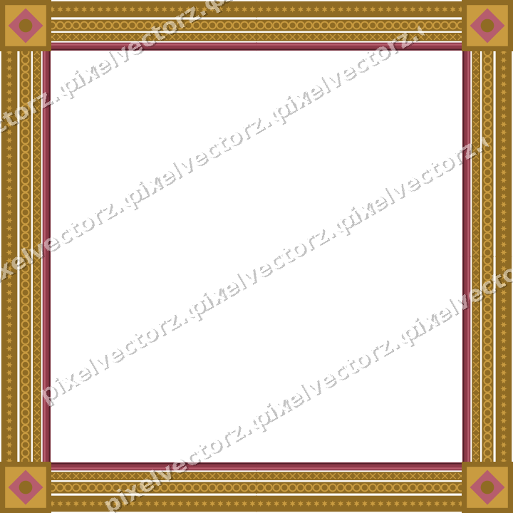 Decorative picture frame border in dark pink and amber with cross band