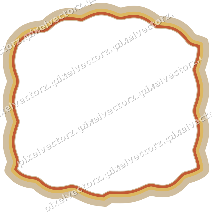 Decorative line art frame in orange and amber with label plaque