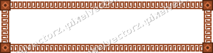Decorative picture frame border in orange and blue with greek key