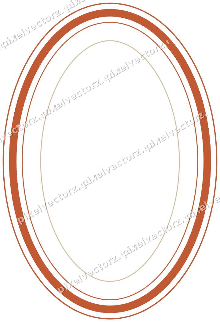 Decorative line art frame in orange and amber with oval