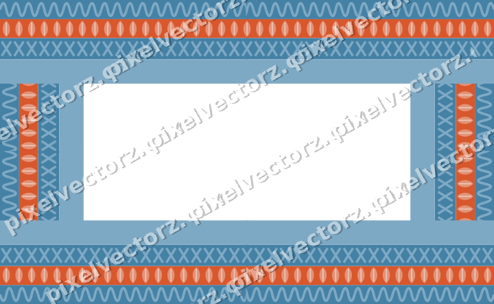 Decorative picture frame border in orange and cyan with wave band