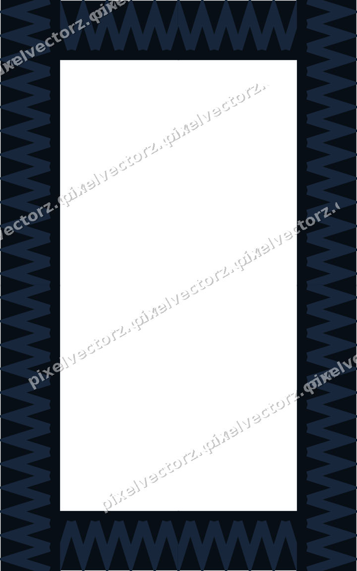Decorative picture frame border in dark blue and orange with zigzag