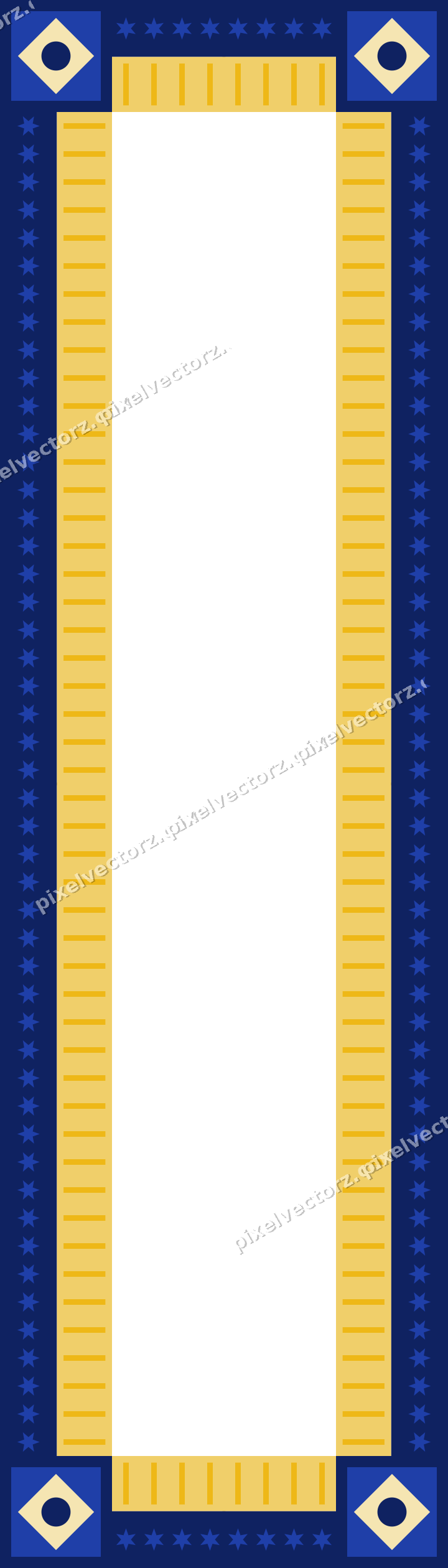 Decorative picture frame border in amber and blue with star band