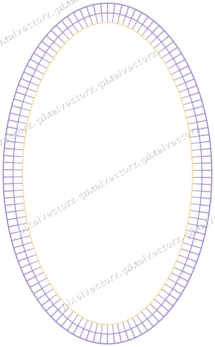 Decorative line art frame in amber and purple with oval and hatching