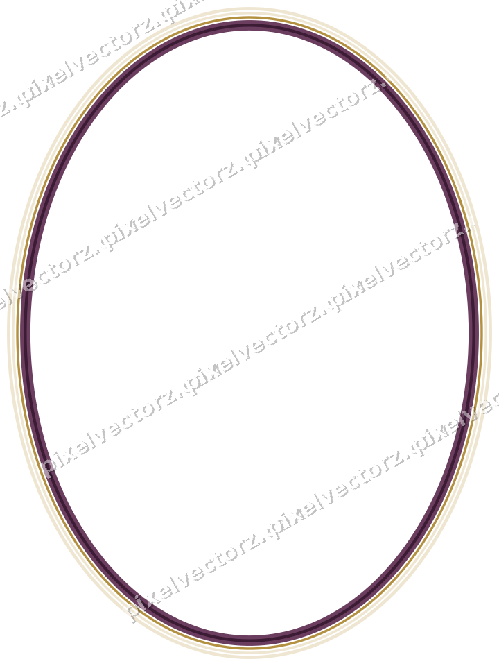 Decorative line art frame in dark magenta and amber with oval