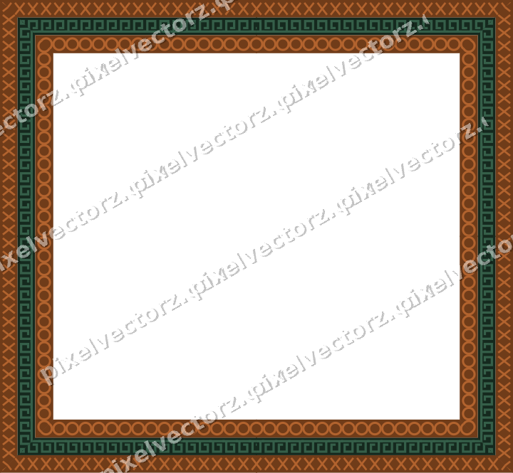 Decorative picture frame border in dark green with cross band