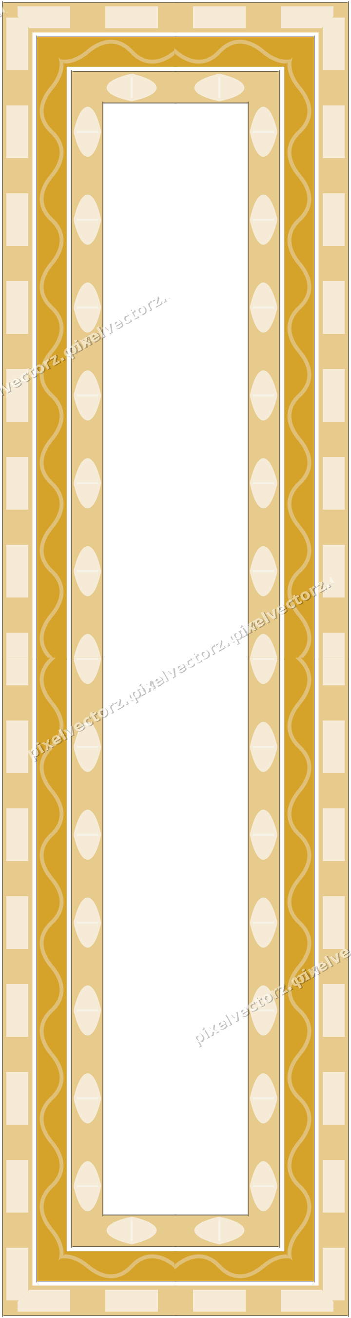 Decorative picture frame border in dark blue and amber with dentil