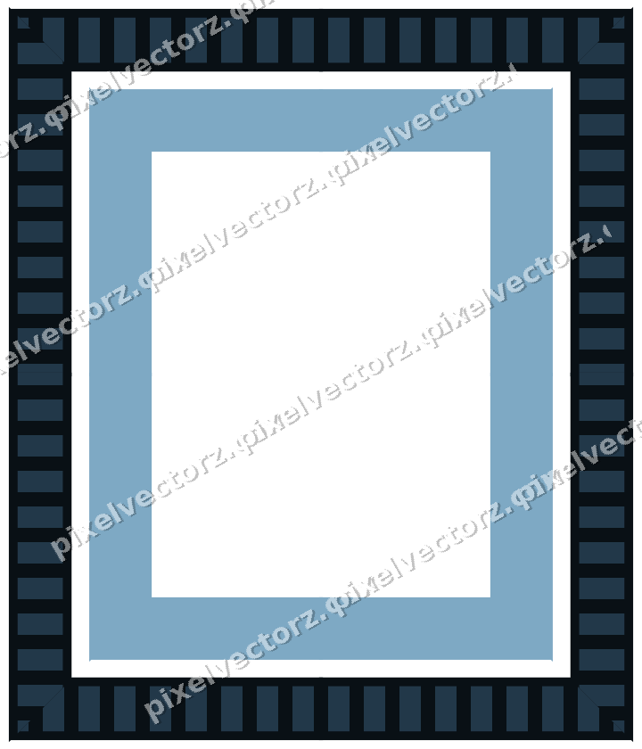 Decorative picture frame border in orange and cyan with dentil