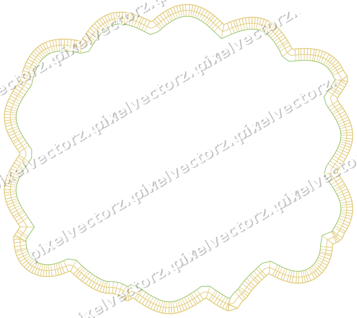 Decorative line art frame in lime and yellow with label plaque
