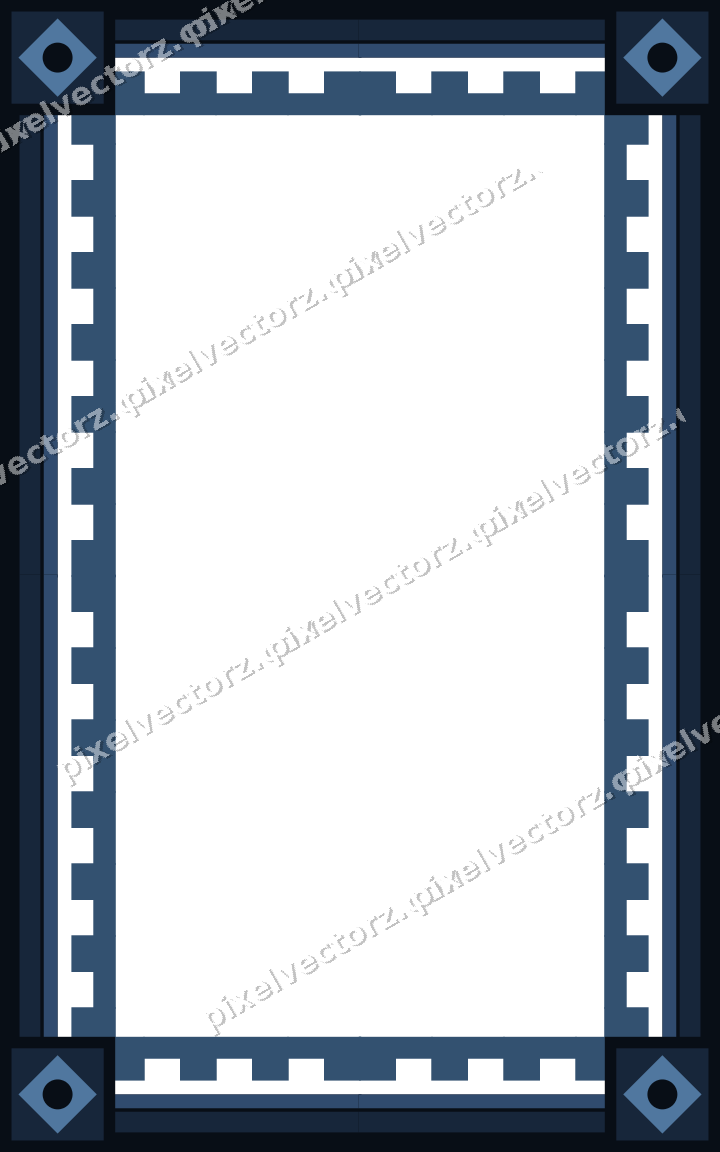 Decorative picture frame border in dark blue and orange with step band
