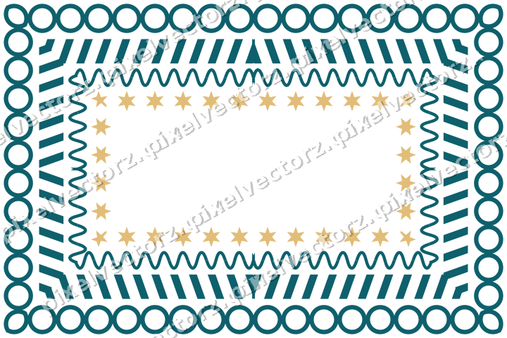 Decorative picture frame border in amber and dark teal with wave band