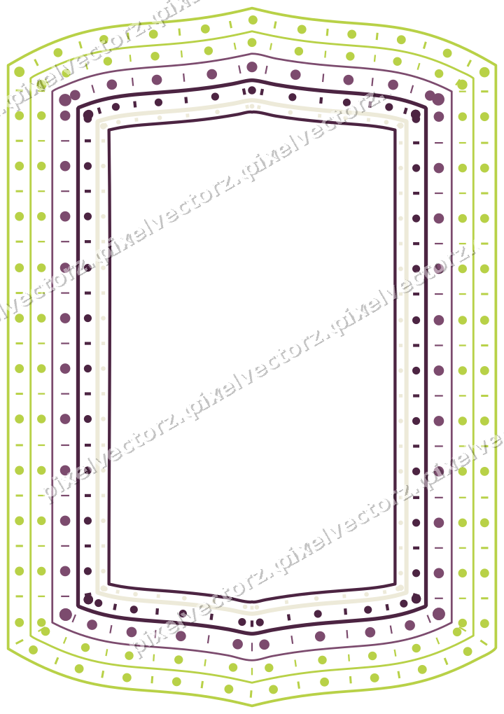 Decorative line art frame in dark magenta and lime with label plaque