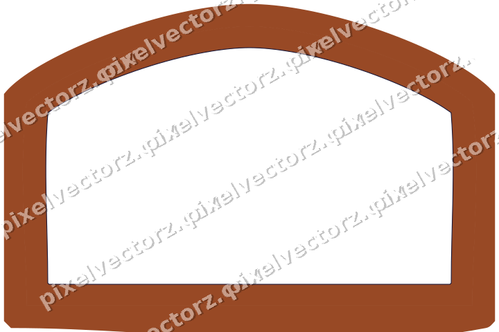 Decorative line art frame in orange and blue with label plaque