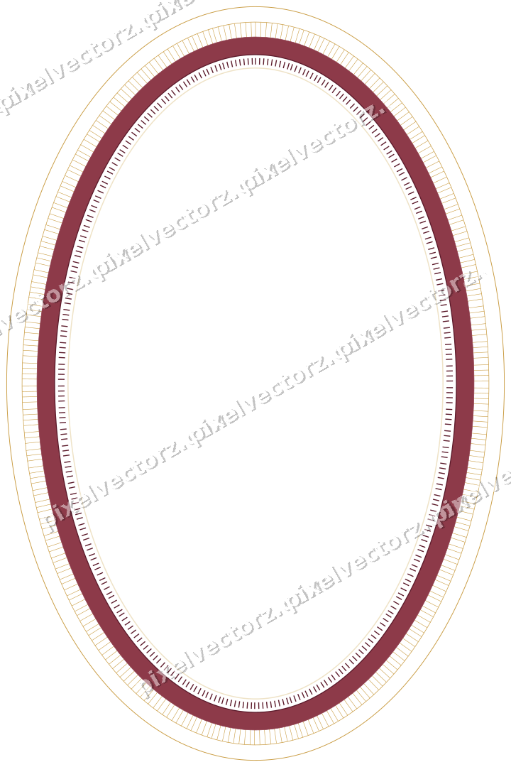 Decorative line art frame in dark pink and amber with oval