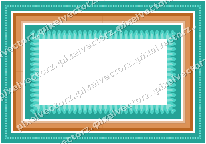 Decorative picture frame border in orange and teal with bead and reel