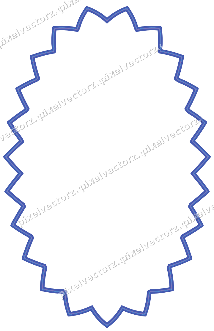 Decorative line art frame in blue and cyan with oval and zigzag edge