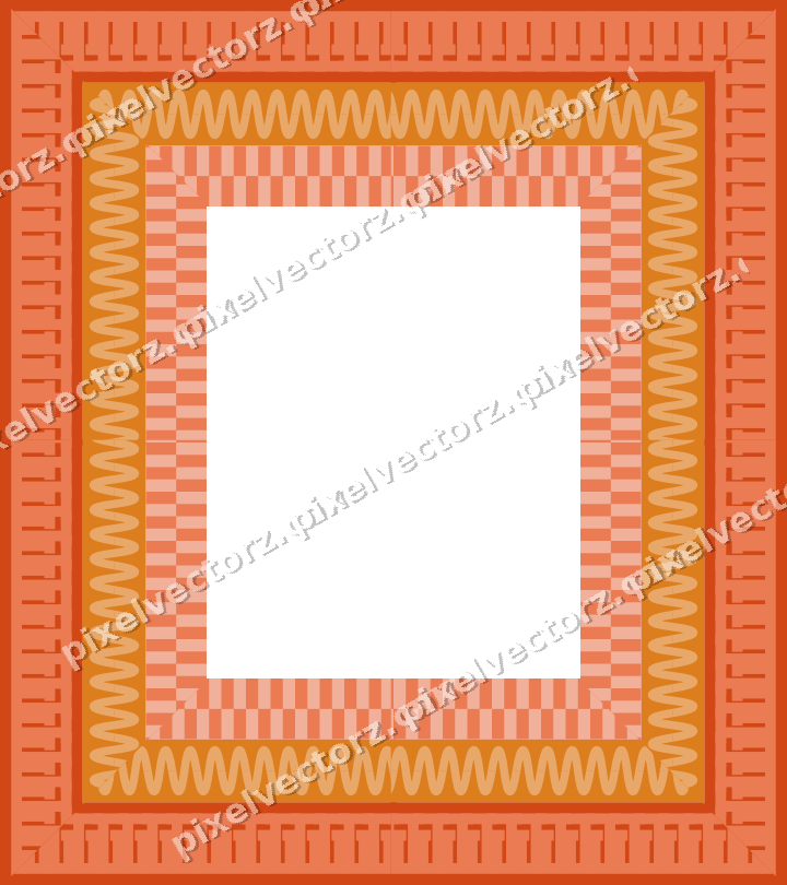 Decorative picture frame border in red and orange with wave band