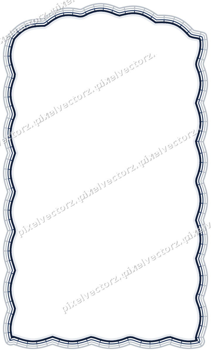 Decorative line art frame in dark blue and white with label plaque