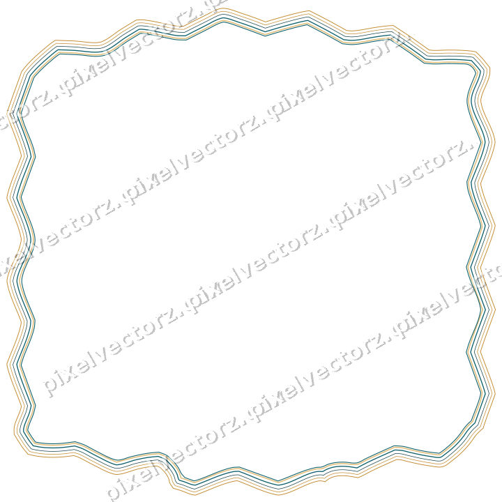 Decorative line art frame in amber and dark teal with label plaque