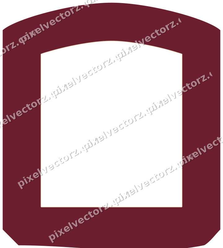 Decorative line art frame in dark pink and red with label plaque
