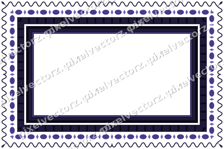 Decorative picture frame border in orange and blue with wave band