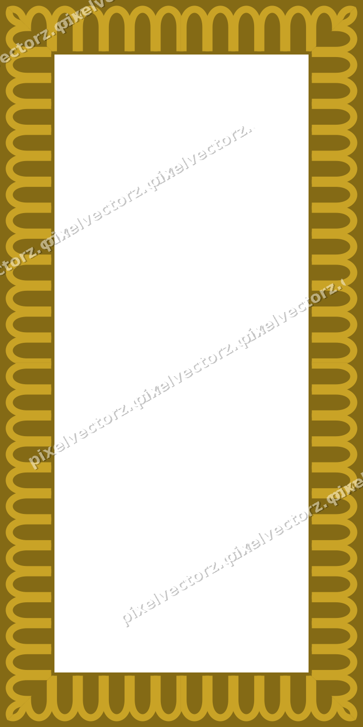 Decorative picture frame border in dark green with arcade frieze