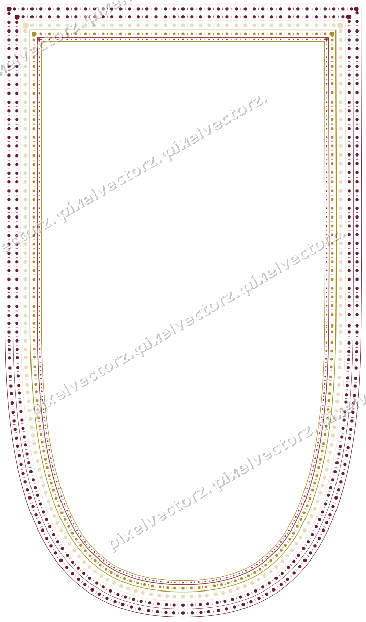 Decorative line art frame in dark pink and red with shield
