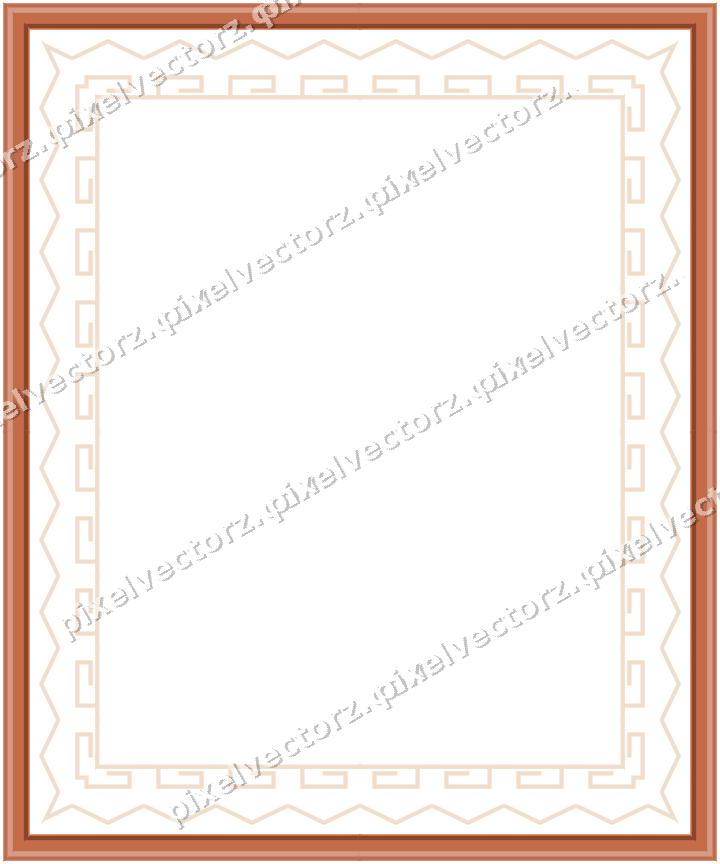 Decorative picture frame border in dark teal and orange with zigzag