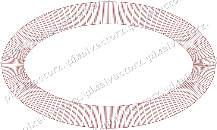 Decorative line art frame in dark red and dark green with oval
