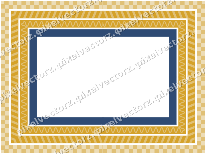 Decorative picture frame border in dark blue and amber with wave band