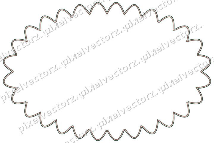Decorative line art frame in dark green and red with oval