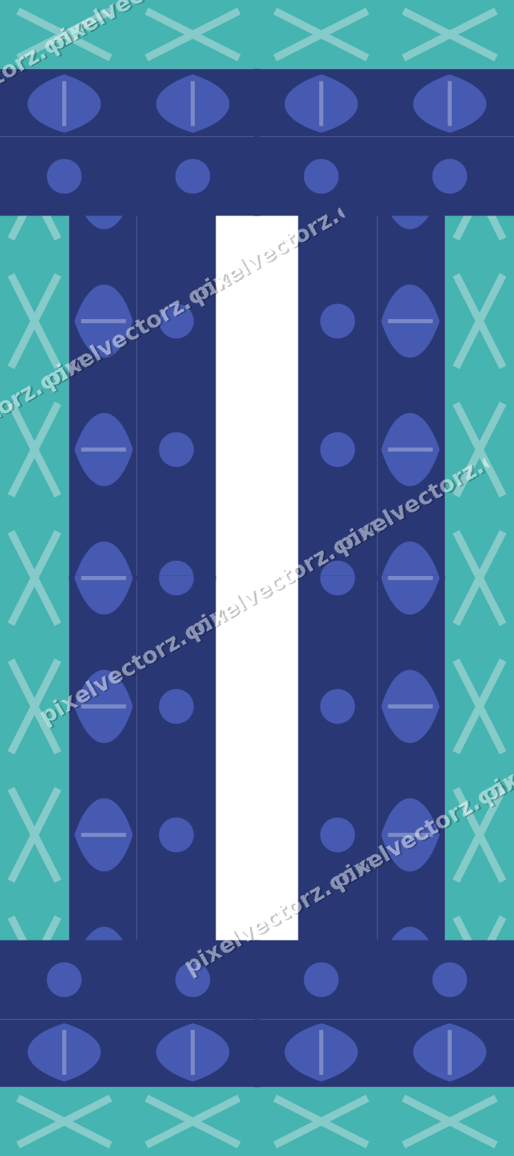 Decorative picture frame border in blue and cyan with cross band