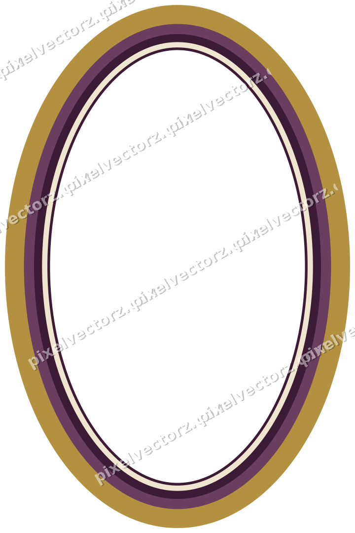 Decorative line art frame in dark magenta and amber with oval