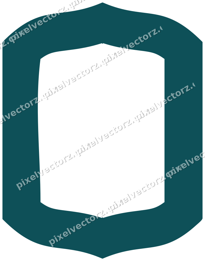 Decorative line art frame in dark teal and orange with label plaque