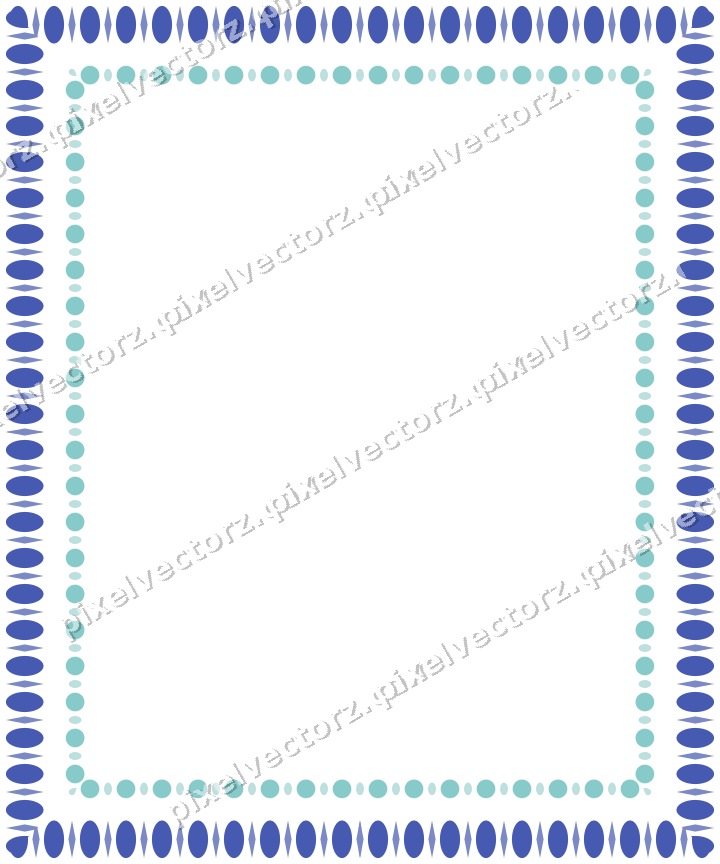 Decorative picture frame border in blue and cyan with bead and reel