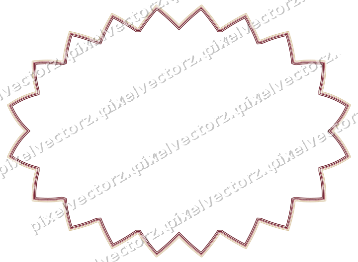 Decorative line art frame in dark pink and red with oval