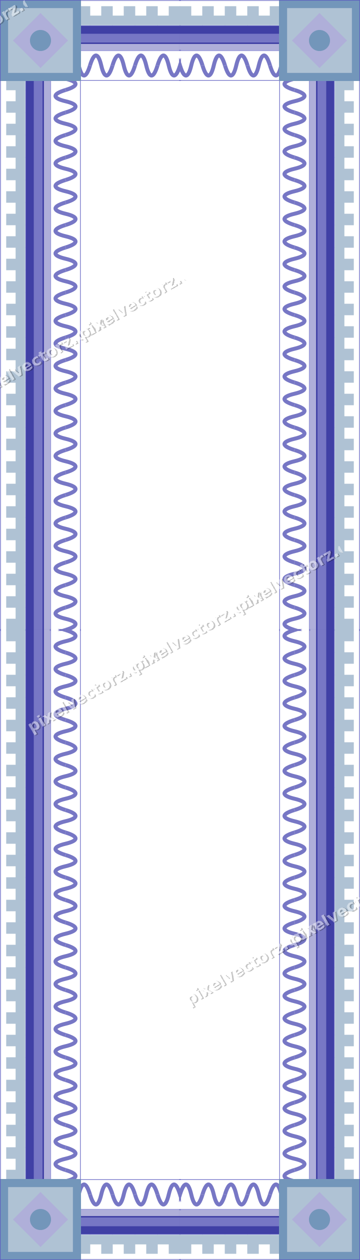 Decorative picture frame border in purple and blue with step band