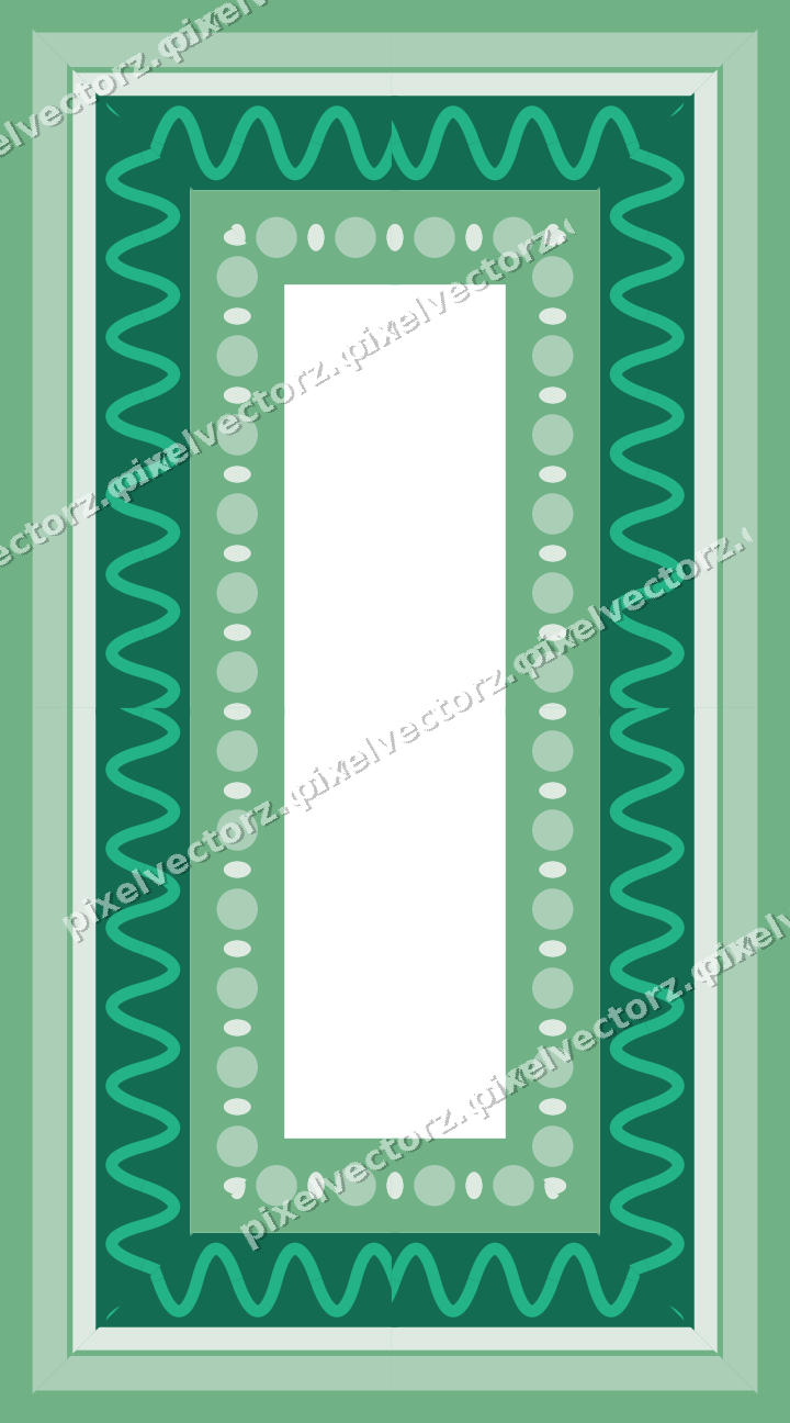 Decorative picture frame border in green and teal with wave band