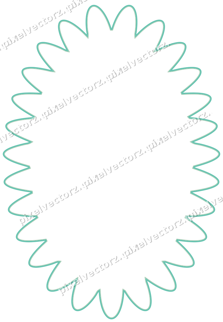 Decorative line art frame in green and teal with oval
