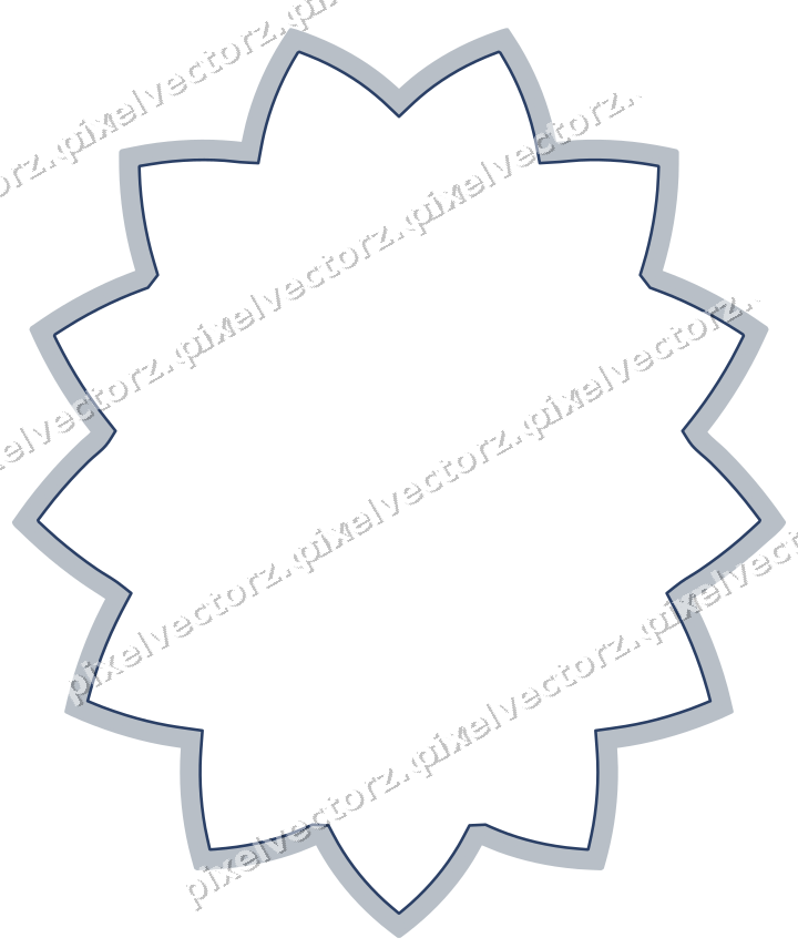 Decorative line art frame in dark blue and white with oval