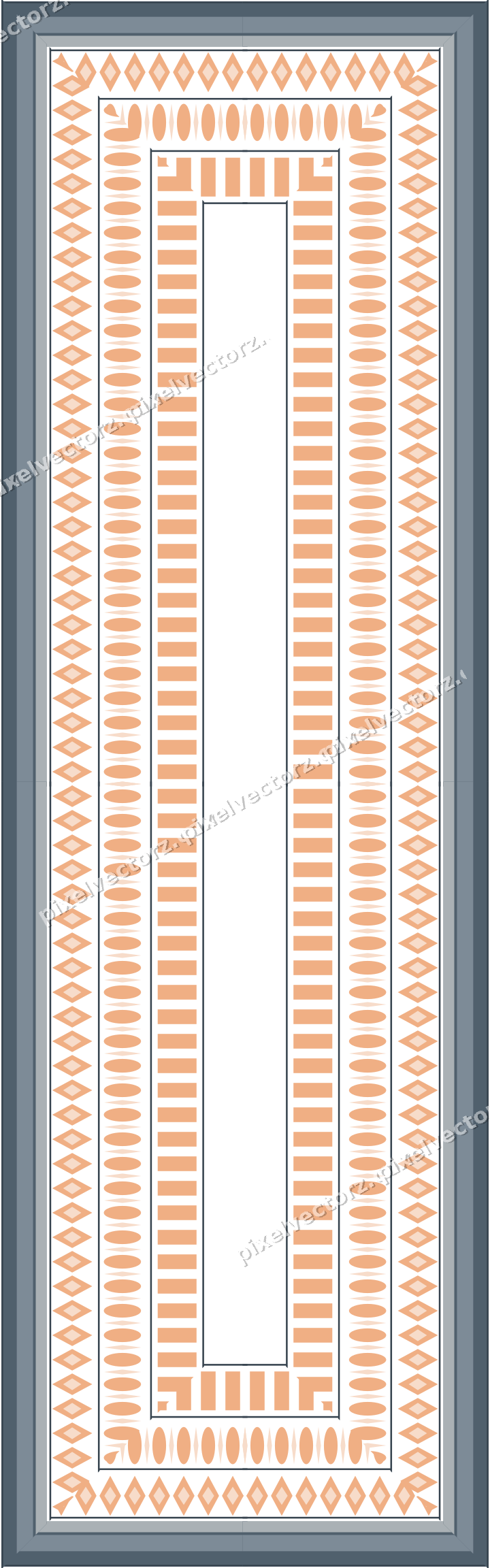 Decorative picture frame border in blue and orange with diamond band