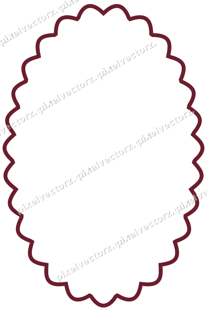 Decorative line art frame in dark pink and red with oval