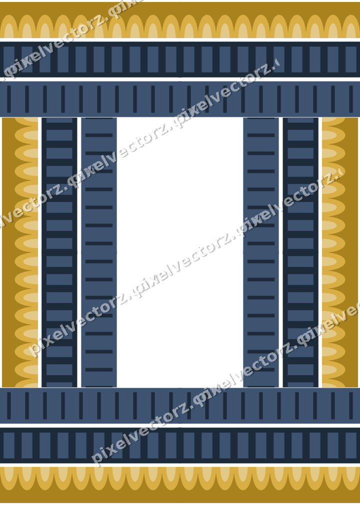 Decorative picture frame border in amber and green with scale band