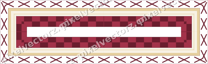 Decorative picture frame border in dark pink and red with cross band