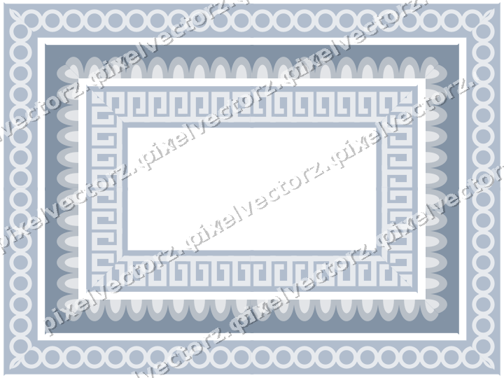 Decorative picture frame border in dark blue and white with ring chain