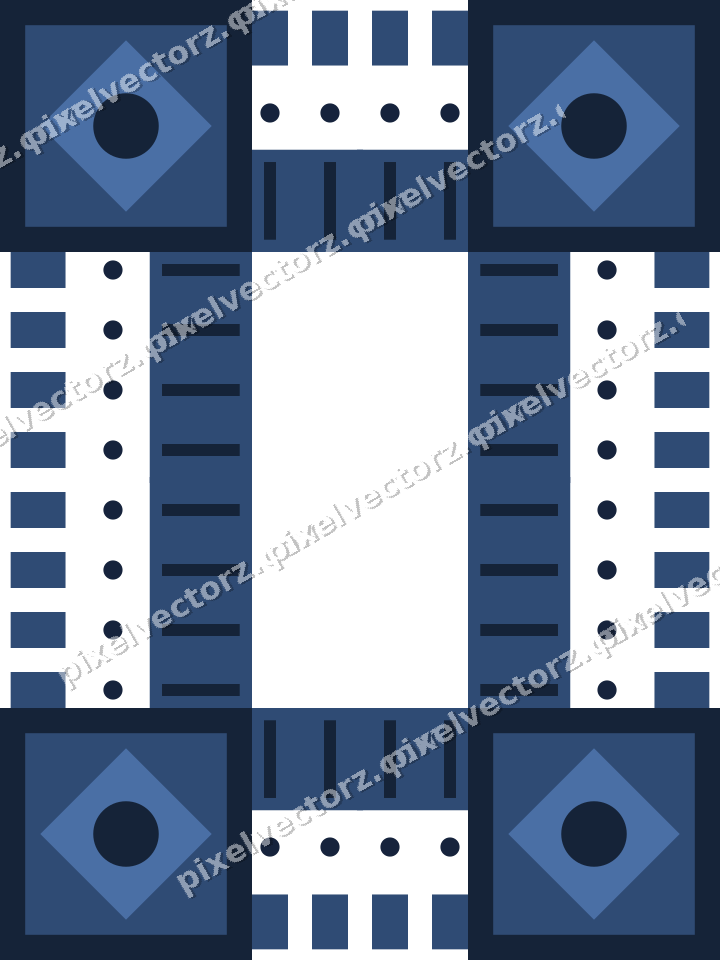 Decorative picture frame border in dark blue and amber with dentil