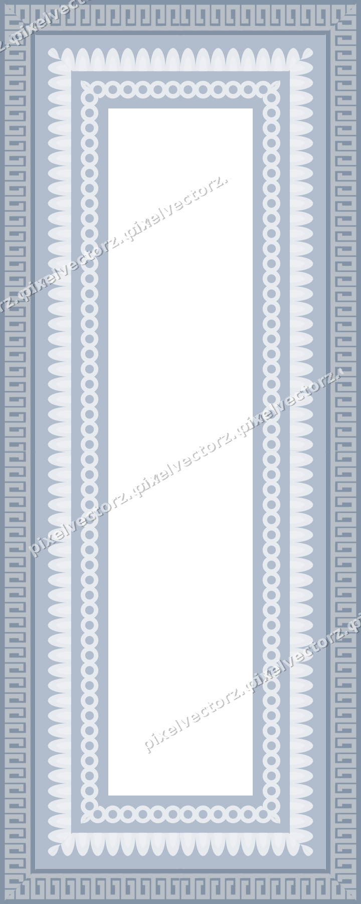 Decorative picture frame border in dark blue and white with scale band