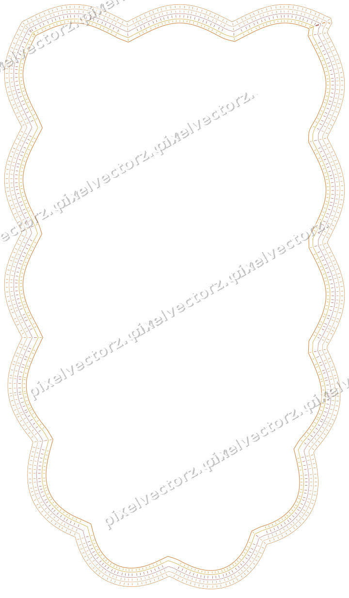 Decorative line art frame in orange and amber with shield
