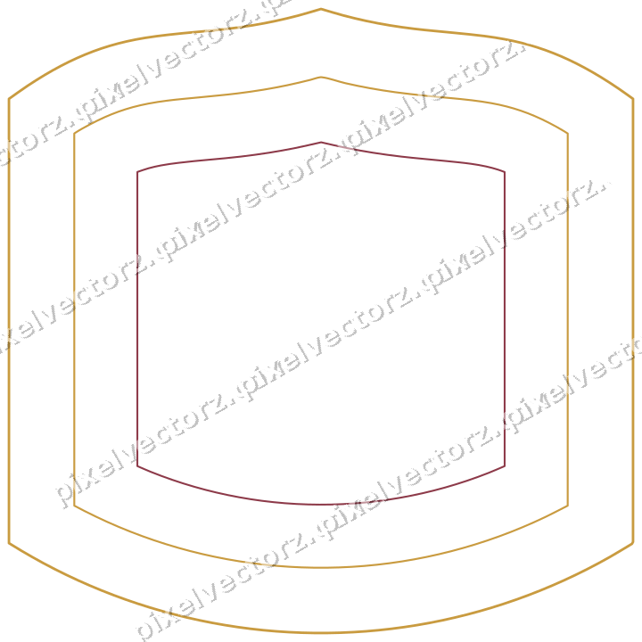 Decorative line art frame in dark pink and amber with label plaque